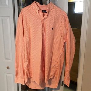 Orange/White Long Sleeve Polo button up